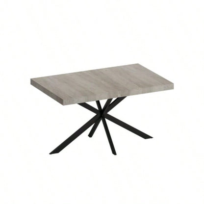 55.11 - 70.86Retro Rectangular Stretch Dining Table, Carole Top With Black Embossed Center Plate, Black Fine Sand Iron Foot Base Dining Table, With Storage Box.