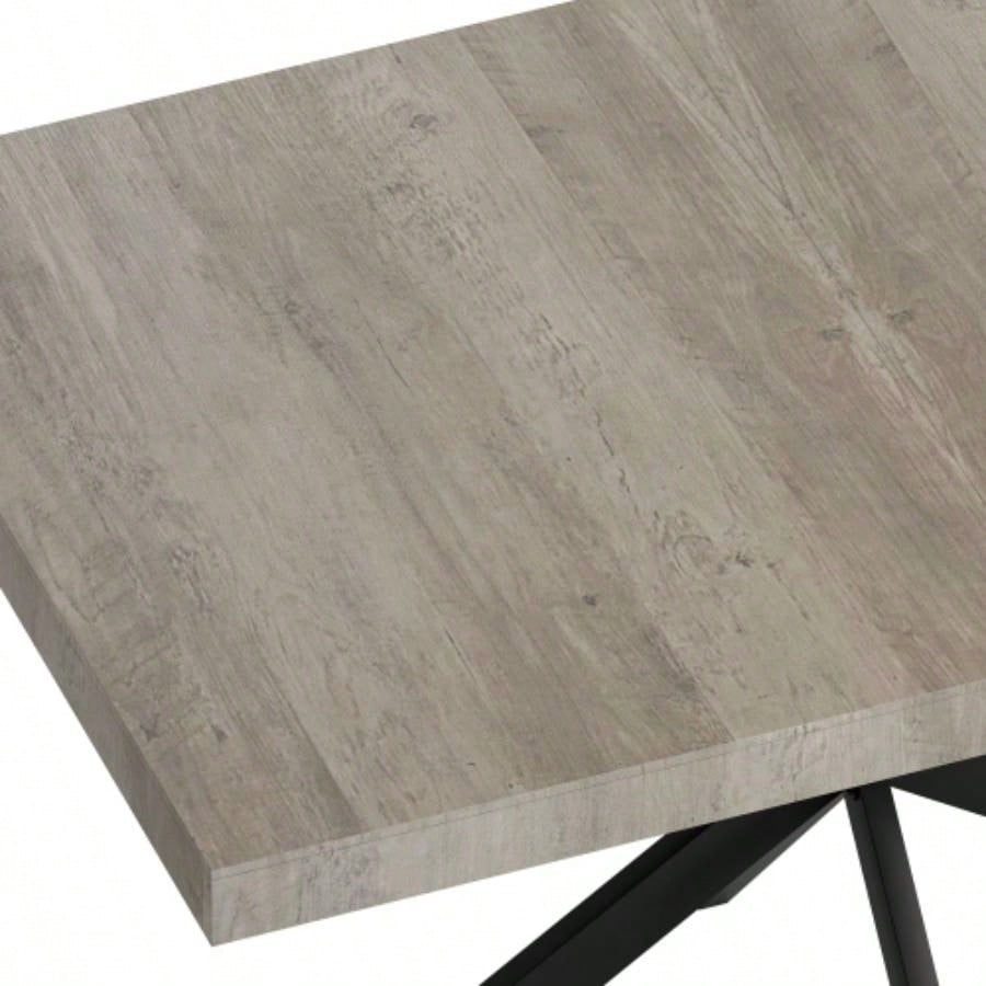 55.11 - 70.86Retro Rectangular Stretch Dining Table, Carole Top With Black Embossed Center Plate, Black Fine Sand Iron Foot Base Dining Table, With Storage Box.