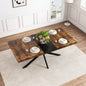 55.11 - 70.86Retro Rectangular Stretch Dining Table, Carole Top With Black Embossed Center Plate, Black Fine Sand Iron Foot Base Dining Table, With Storage Box.