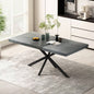 55.11 - 70.86Retro Rectangular Stretch Dining Table, Carole Top With Black Embossed Center Plate, Black Fine Sand Iron Foot Base Dining Table, With Storage Box.