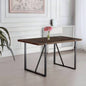 55 Dining Table modern rustic Industrial Rectangular MDF Walnut color 4 - 6 Person, With 1.5 Thick Engineered Wood Tabletop and Black Metal, writing DeskKitchen terrace Dining Living Room