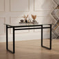 51 Modern Minimalist Rectangular Glass Dining Table 4 - 6 with 0.31 Tempered Glass Tabletop and Black Metal, Writing Table Desk, Kitchen Dining Living Room 0 damage