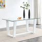 Glass Dining Table Large Modern Minimalist Rectangular 6 - 8 with 0.4 Tempered Glass Tabletop and white MDF Trapezoid Bracket, Kitchen Dining Living Meeting Room Banquet Hall F - 1550 W1151S00323