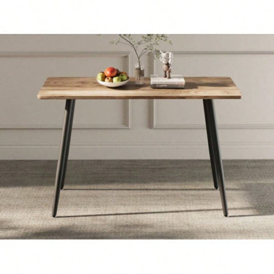 47 Modern minimalist MDF wood color dining table, black metal, small sized dining table, computer desk, office desk, kitchen table, for4 - 6. Suitable home kitchen