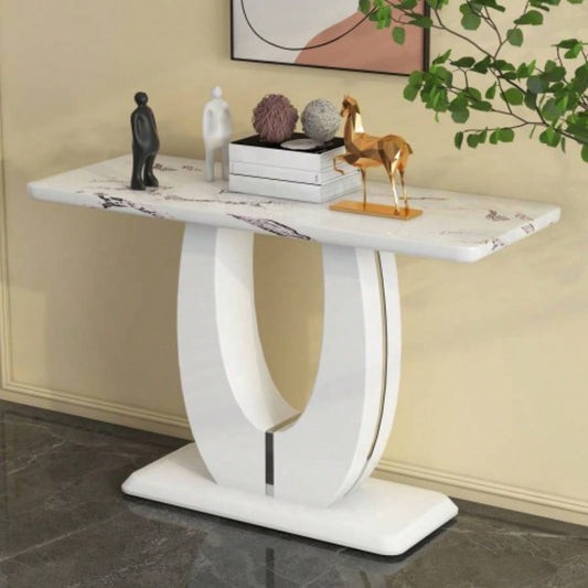 Modern Simple Glossy White Rectangular Counter Bar Table 47.24x 18.11x 29.52 Living Room Bedroom Bedside Entrance House Balcony Office Bathroom. BT - 1280