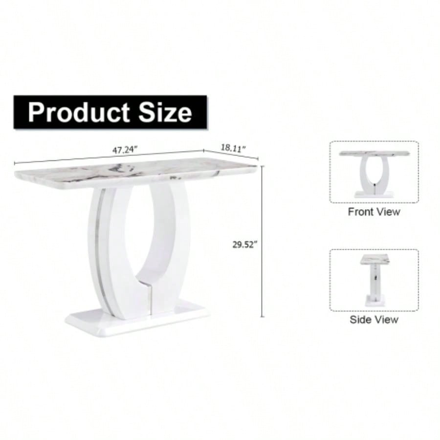 Modern Simple Glossy White Rectangular Counter Bar Table 47.24x 18.11x 29.52 Living Room Bedroom Bedside Entrance House Balcony Office Bathroom. BT - 1280