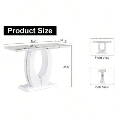 Modern Simple Glossy White Rectangular Counter Bar Table 47.24x 18.11x 29.52 Living Room Bedroom Bedside Entrance House Balcony Office Bathroom. BT - 1280