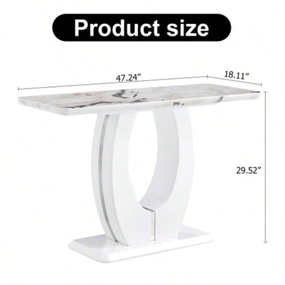 Modern Simple Glossy White Rectangular Counter Bar Table 47.24x 18.11x 29.52 Living Room Bedroom Bedside Entrance House Balcony Office Bathroom. BT - 1280