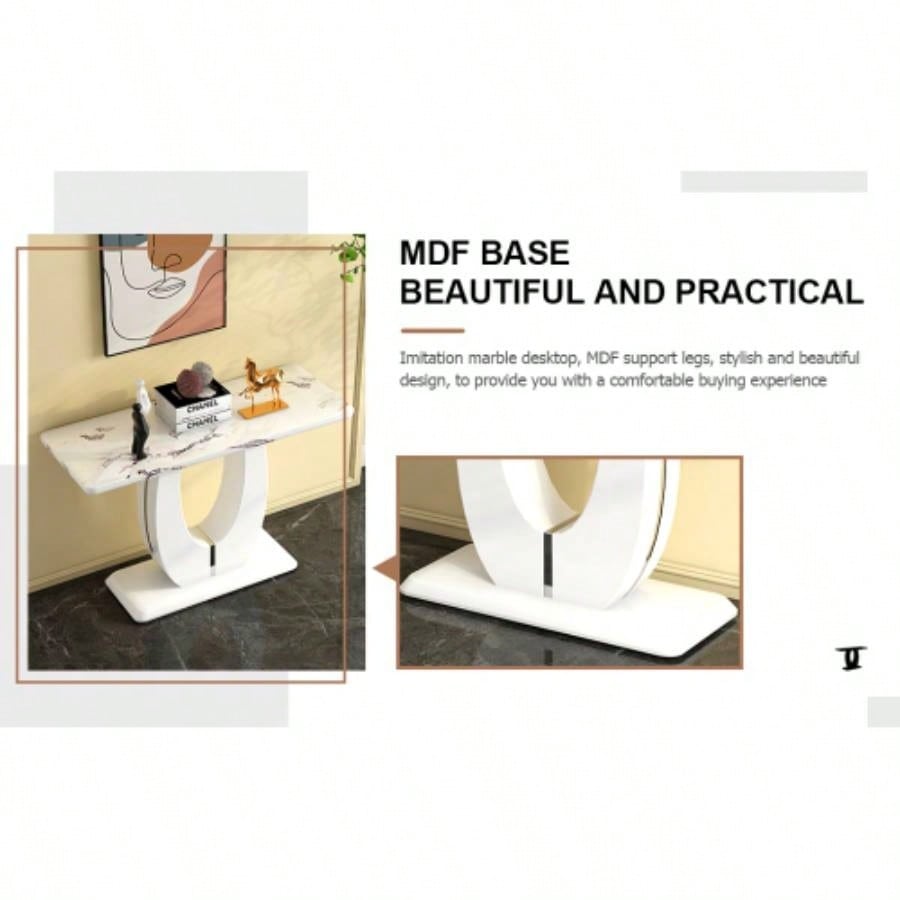 Modern Simple Glossy White Rectangular Counter Bar Table 47.24x 18.11x 29.52 Living Room Bedroom Bedside Entrance House Balcony Office Bathroom. BT - 1280