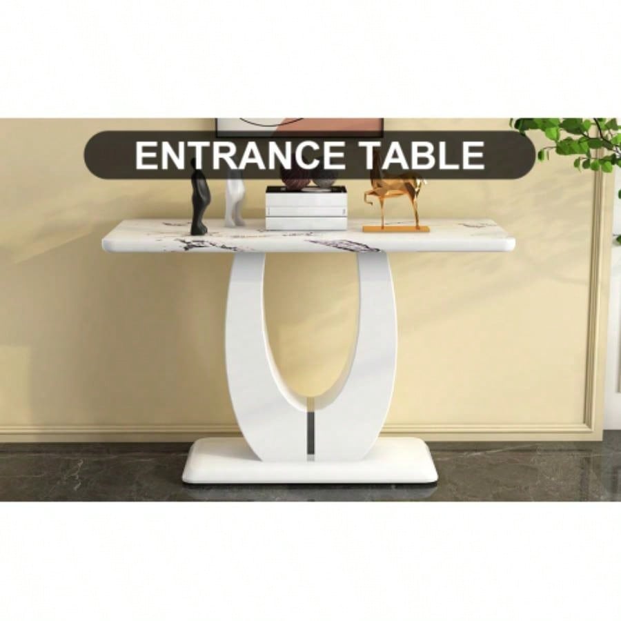 Modern Simple Glossy White Rectangular Counter Bar Table 47.24x 18.11x 29.52 Living Room Bedroom Bedside Entrance House Balcony Office Bathroom. BT - 1280