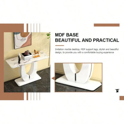 Modern Simple Glossy White Rectangular Counter Bar Table 47.24x 18.11x 29.52 Living Room Bedroom Bedside Entrance House Balcony Office Bathroom. BT - 1280
