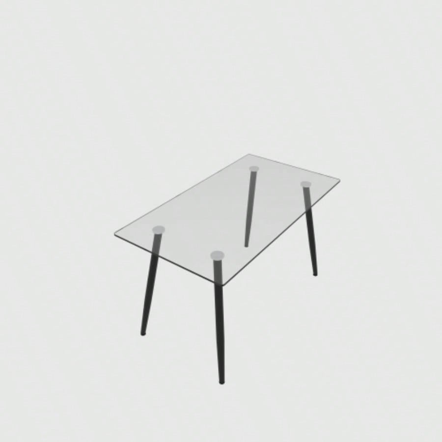 51 Dining Table Modern Minimalist Rectangular Glass 4 - 6 with 0.31 Tempered Glass Tabletop and Black Metal, Writing Table Desk, Kitchen Dining Living Room 0 damage