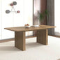 Modern Dining Table 6 - 10 People, Wood Kitchen Table with Double Robust Pedestal, Wooden Dinner Table Dining Room