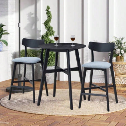 31.5 Inch Oversize Round Bar Table, Wooden High Top Kitchen Dining Table Pub, Living Room, Restaurant, Cocktail Bar, Black