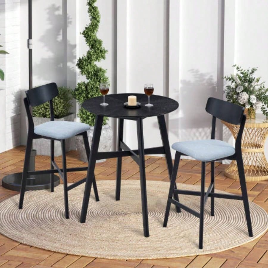 31.5 Inch Oversize Round Bar Table, Wooden High Top Kitchen Dining Table Pub, Living Room, Restaurant, Cocktail Bar, Black