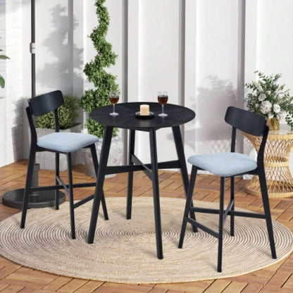 31.5 Inch Oversize Round Bar Table, Wooden High Top Kitchen Dining Table Pub, Living Room, Restaurant, Cocktail Bar, Black