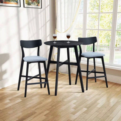31.5 Inch Oversize Round Bar Table, Wooden High Top Kitchen Dining Table Pub, Living Room, Restaurant, Cocktail Bar, Black