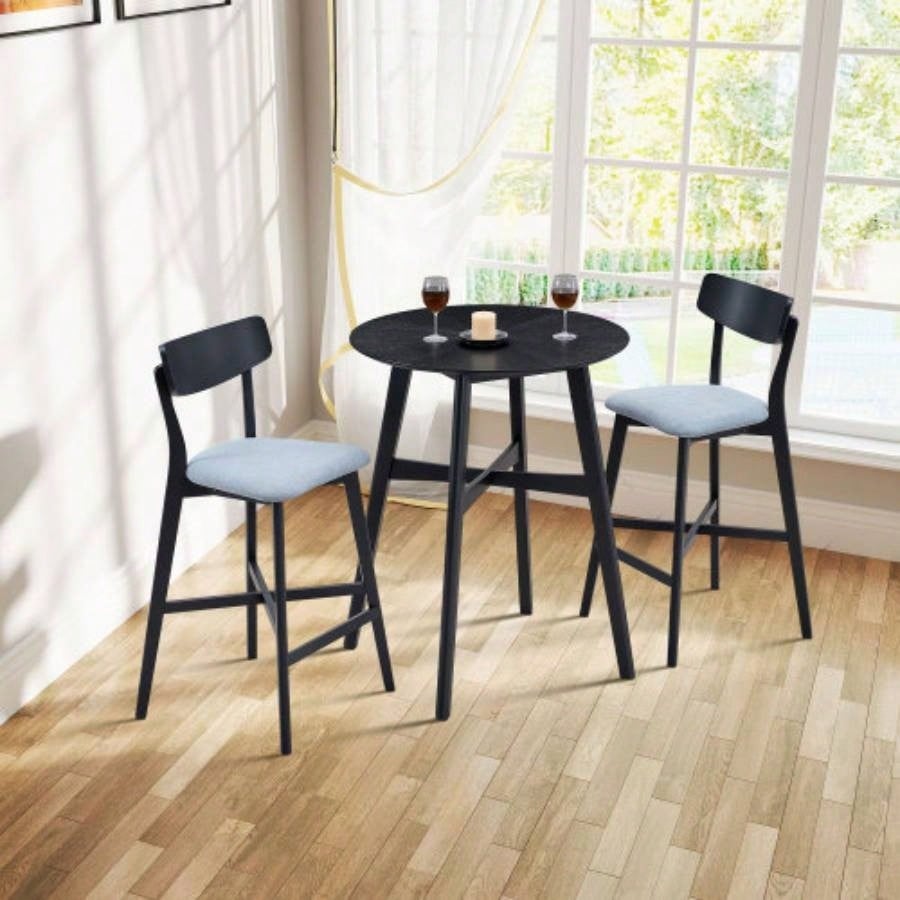 31.5 Inch Oversize Round Bar Table, Wooden High Top Kitchen Dining Table Pub, Living Room, Restaurant, Cocktail Bar, Black