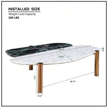 Faux Marble Coffee Tables Accent Tea Tables with Gold Metal Foot Living Room Home Office