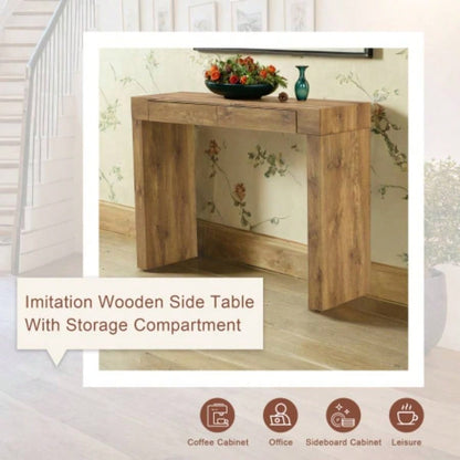 Elegant Natural Wood Grain Bar Table - 50 Inches Long, a Practical Choice Modern Homes. Wood Grain Texture Sticker, Equipped With Two Drawers. Serving As A Bar Table Or A Desk.
