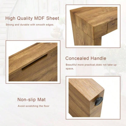 Elegant Natural Wood Grain Bar Table - 50 Inches Long, a Practical Choice Modern Homes. Wood Grain Texture Sticker, Equipped With Two Drawers. Serving As A Bar Table Or A Desk.