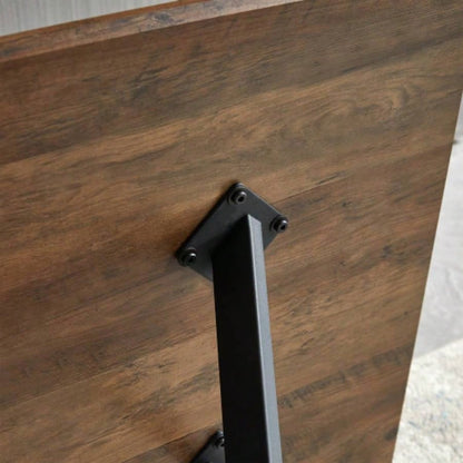 Modern Minimalist Style Dining Table MDF wooden Top Black Metal Shelf Metal Heat Transfer Leveling Feet Dining Room Kitchen Office Table