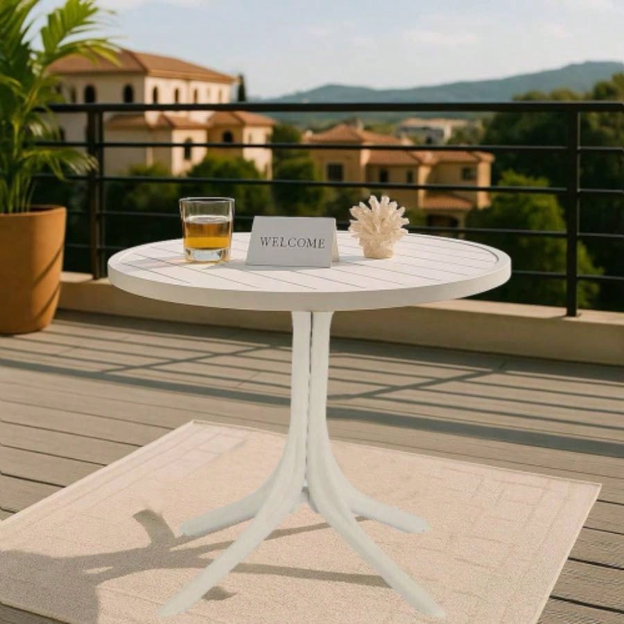 Modern White Round Plastic Table - 36 Inch Indoor/Outdoor Dining Table Coffee Table, Lightweight Polypropylene All - Weather Patio Table Garden, Courtyard, Kitchen, Camping White