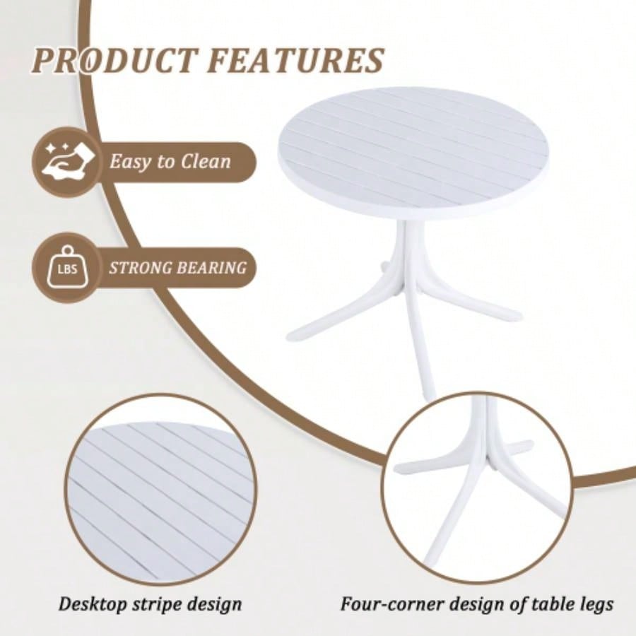 Modern White Round Plastic Table - 36 Inch Indoor/Outdoor Dining Table Coffee Table, Lightweight Polypropylene All - Weather Patio Table Garden, Courtyard, Kitchen, Camping White