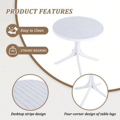 Modern White Round Plastic Table - 36 Inch Indoor/Outdoor Dining Table Coffee Table, Lightweight Polypropylene All - Weather Patio Table Garden, Courtyard, Kitchen, Camping White