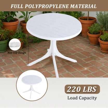 Modern White Round Plastic Table - 36 Inch Indoor/Outdoor Dining Table Coffee Table, Lightweight Polypropylene All - Weather Patio Table Garden, Courtyard, Kitchen, Camping White