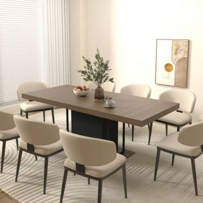 Rectangle extendable dining table 6 - 10 people aged effect wood and black 160 - 200