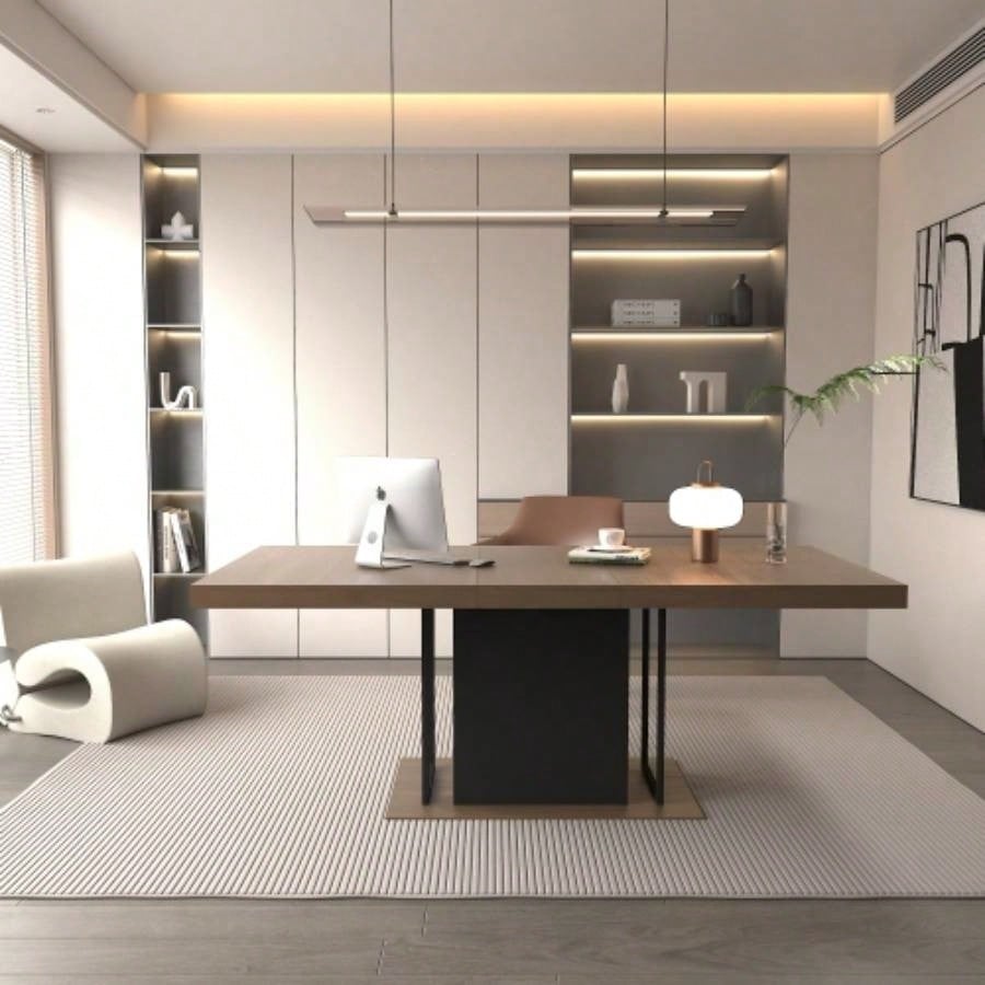 Rectangle extendable dining table 6 - 10 people aged effect wood and black 160 - 200