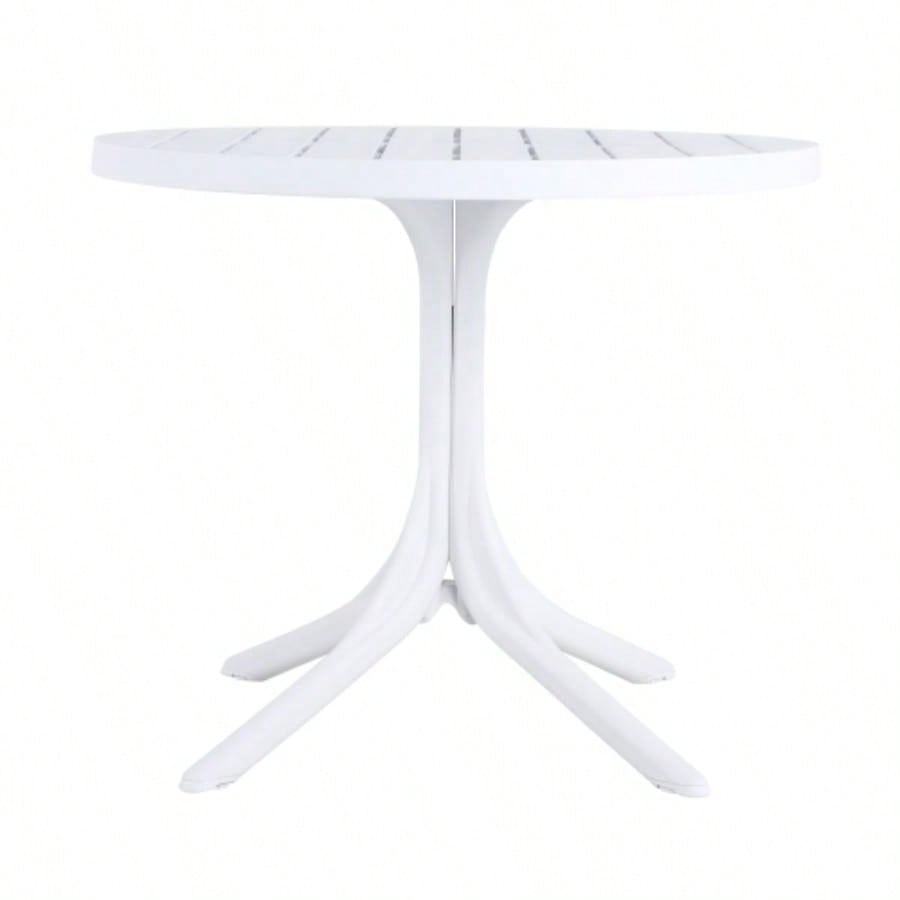 Modern White Round Plastic Table - 36 Inch Indoor/Outdoor Dining Table Coffee Table, Lightweight Polypropylene All - Weather Patio Table Garden, Courtyard, Kitchen, Camping White