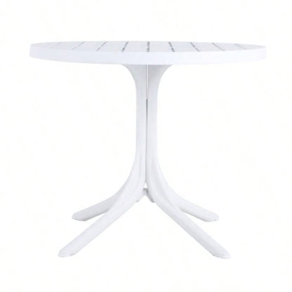 Modern White Round Plastic Table - 36 Inch Indoor/Outdoor Dining Table Coffee Table, Lightweight Polypropylene All - Weather Patio Table Garden, Courtyard, Kitchen, Camping White