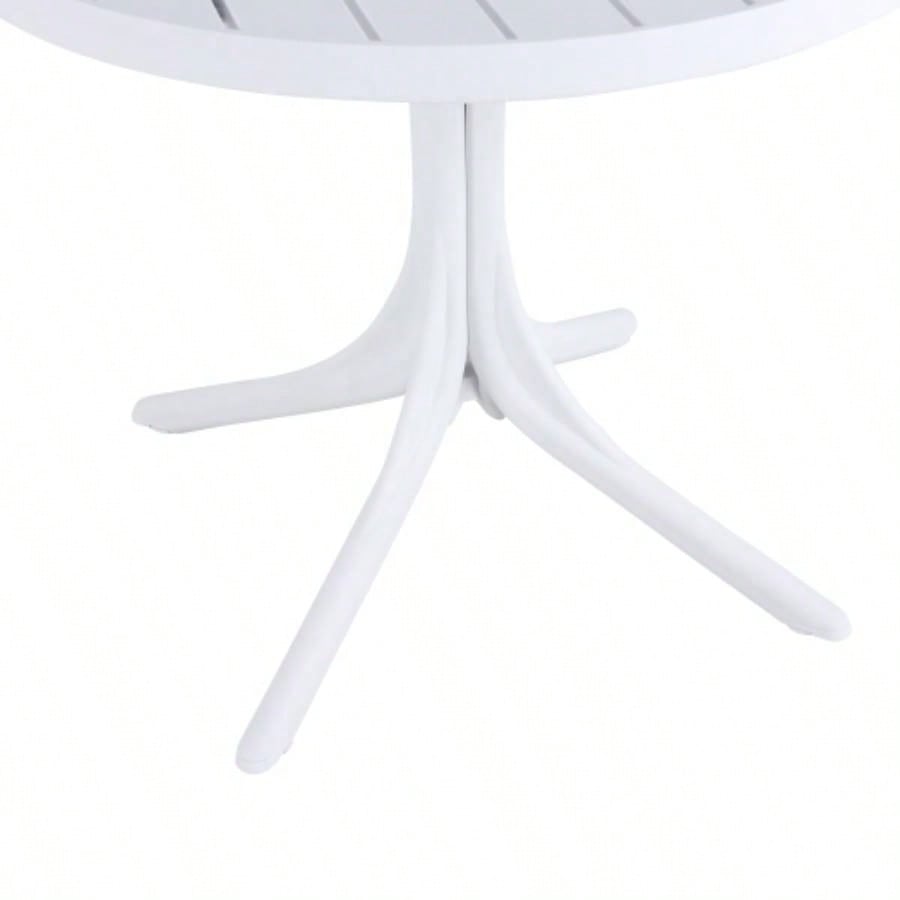 Modern White Round Plastic Table - 36 Inch Indoor/Outdoor Dining Table Coffee Table, Lightweight Polypropylene All - Weather Patio Table Garden, Courtyard, Kitchen, Camping White