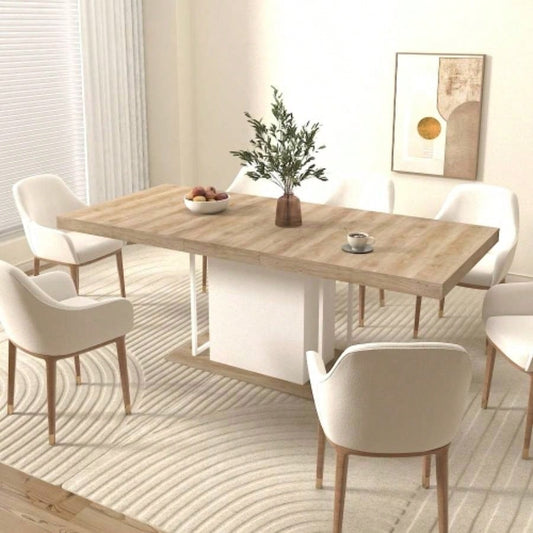 Rectangle extendable dining table 6 - 10 people aged effect wood 160 - 200