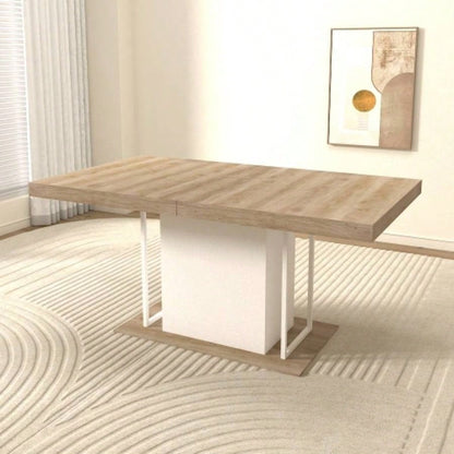 Rectangle extendable dining table 6 - 10 people aged effect wood 160 - 200