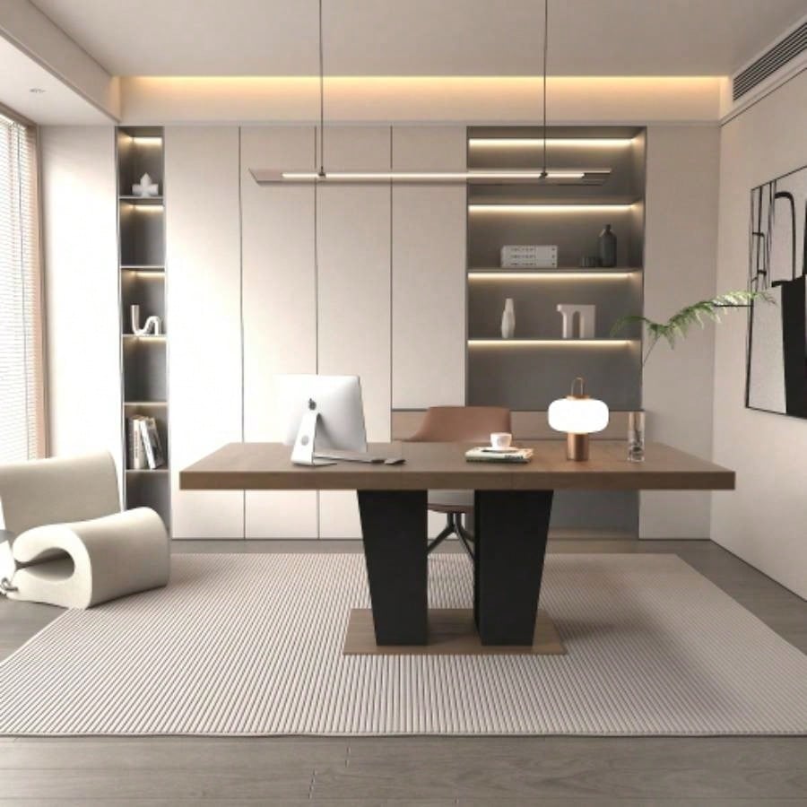 Extendable Dining Room Table 4 - 10 People, Wooden Kitchen Dining Table with Black Double Sturdy Pedestal Base, Modern Expandable Large Table