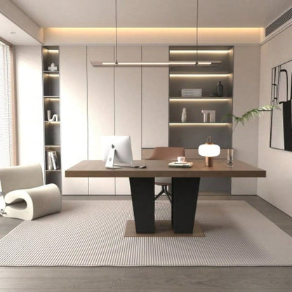 Extendable Dining Room Table 4 - 10 People, Wooden Kitchen Dining Table with Black Double Sturdy Pedestal Base, Modern Expandable Large Table