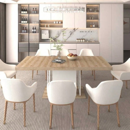 Rectangle extendable dining table 6 - 10 people aged effect wood 160 - 200