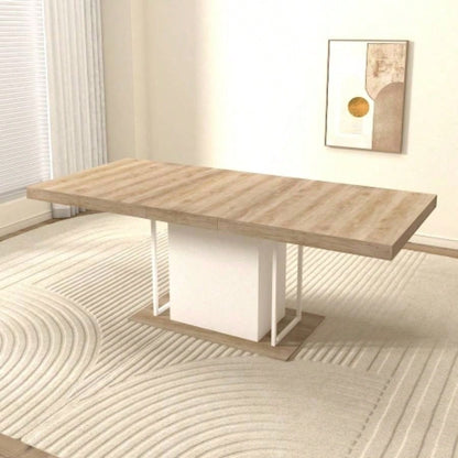 Rectangle extendable dining table 6 - 10 people aged effect wood 160 - 200