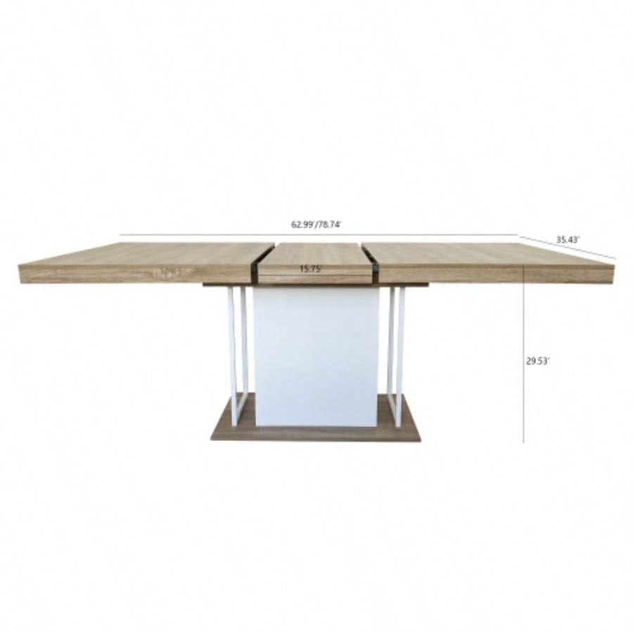 Rectangle extendable dining table 6 - 10 people aged effect wood 160 - 200