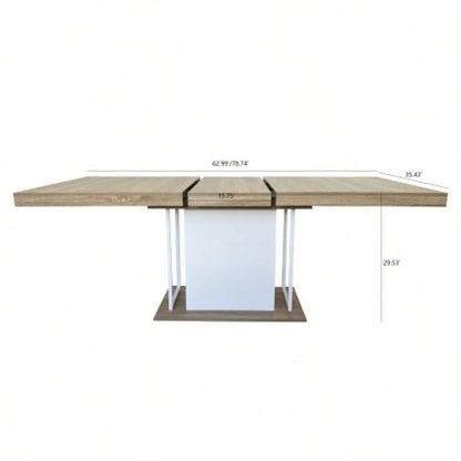 Rectangle extendable dining table 6 - 10 people aged effect wood 160 - 200