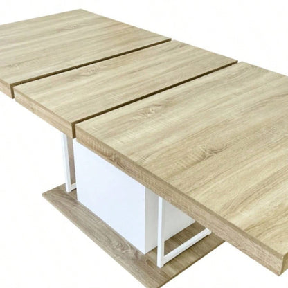 Rectangle extendable dining table 6 - 10 people aged effect wood 160 - 200