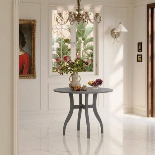Oak Gray Round Dining Table 39.4 - Traditional Solid Wood, Timeless Elegance, Focal Point Family Gatherings