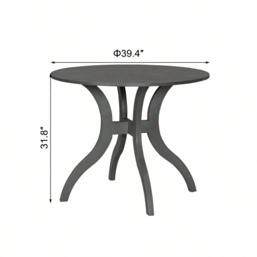 Oak Gray Round Dining Table 39.4 - Traditional Solid Wood, Timeless Elegance, Focal Point Family Gatherings