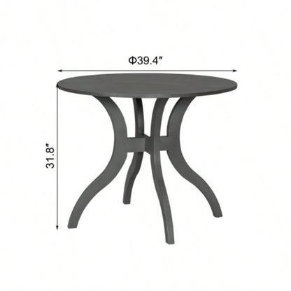 Oak Gray Round Dining Table 39.4 - Traditional Solid Wood, Timeless Elegance, Focal Point Family Gatherings