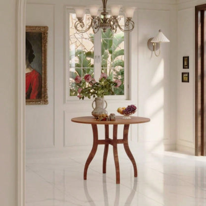 Walnut Round Dining Table 39.4 - Traditional Solid Wood, Timeless Elegance, Focal Point Family Gatherings