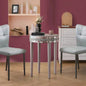 Artisanal Round Mirror Breakfast Table with - Cut Pedestal Space - Saving Bistro - Style Table Morning Coffee DiningTempered Compact Design