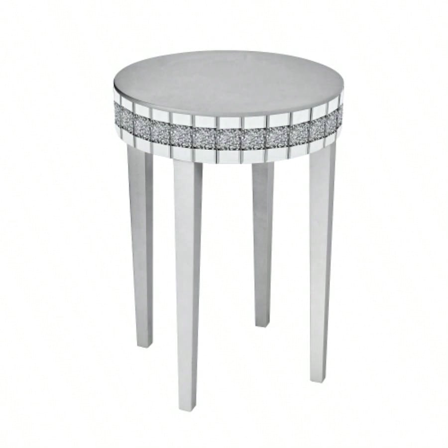 Artisanal Round Mirror Breakfast Table with - Cut Pedestal Space - Saving Bistro - Style Table Morning Coffee DiningTempered Compact Design
